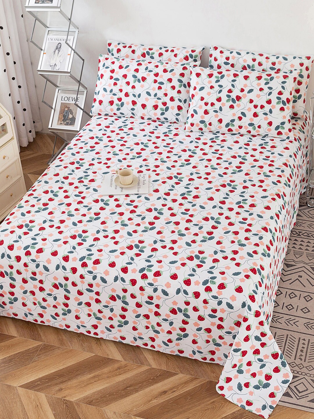 JC Collection White & Red Printed 220 TC Pure Cotton King Bedsheet With 2 Pillow Covers
JC Collection White & Red Printed 220 TC Pure Cotton King Bedsheet With 2 Pillow Covers