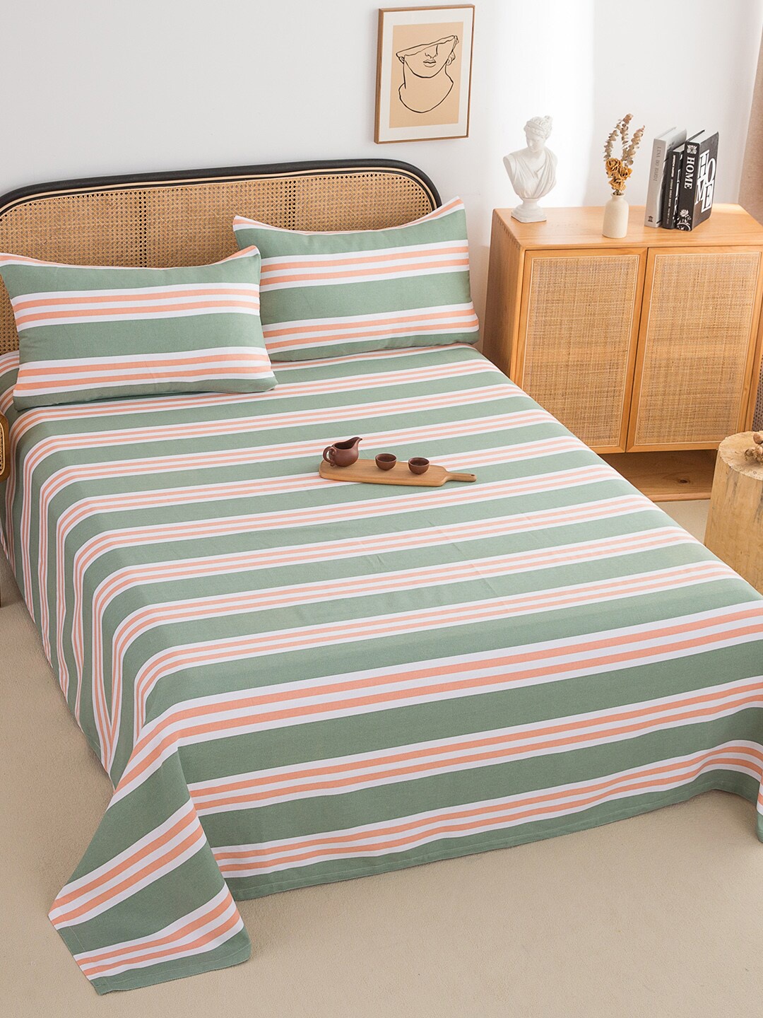 JC Collection Green & White Striped 220 TC Pure Cotton King Bedsheet With 2 Pillow Covers
JC Collection Green & White Striped 220 TC Pure Cotton King Bedsheet With 2 Pillow Covers