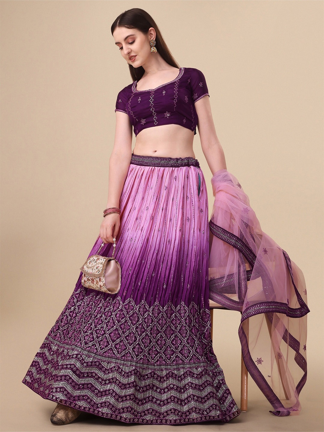 Vaidehi Fashion Embroidered Ready to Wear Lehenga & Unstitched Blouse With Dupatta, Purple
Vaidehi Fashion Embroidered Ready to Wear Lehenga & Unstitched Blouse With Dupatta, Purple