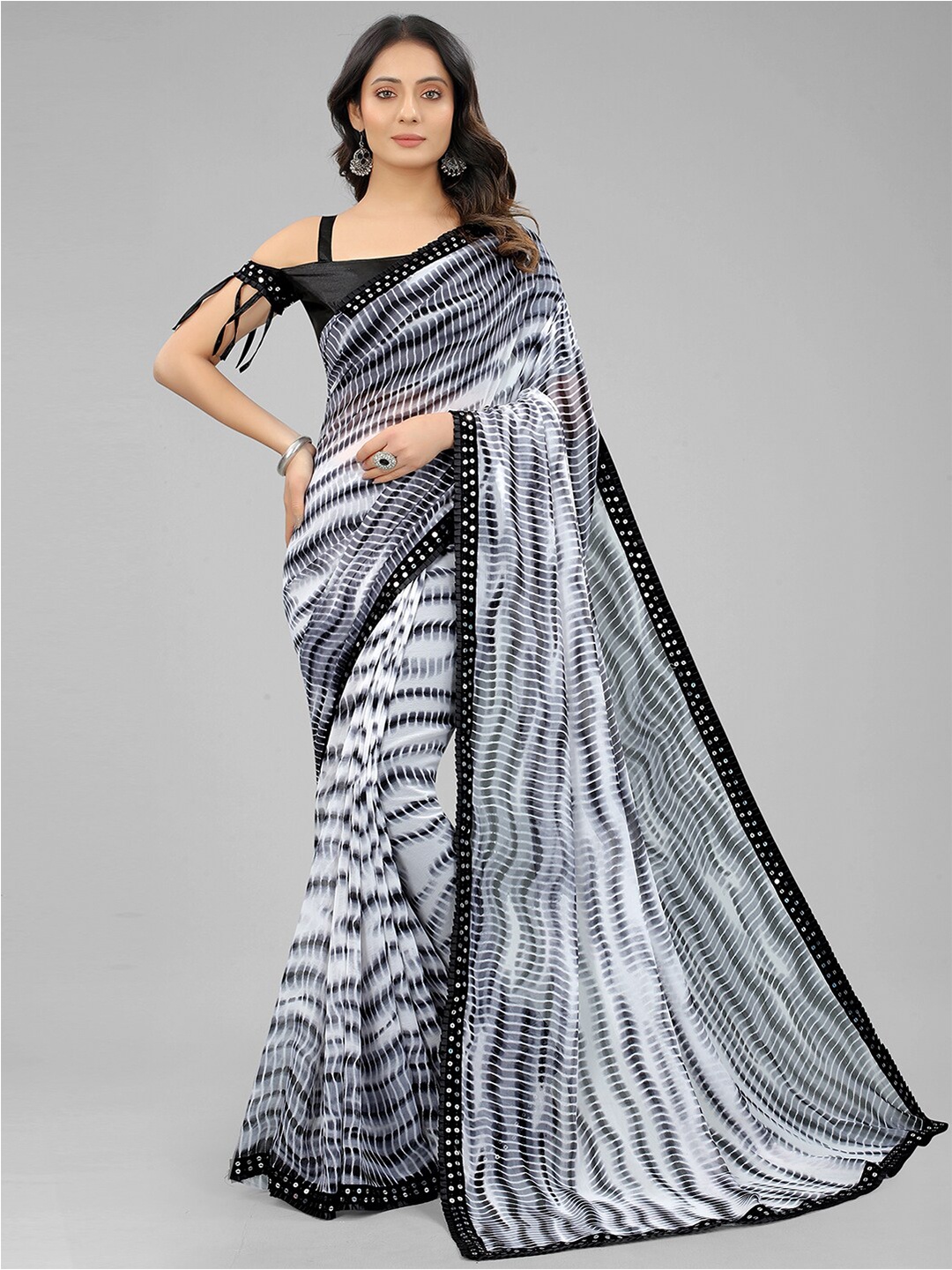KALINI Abstract Printed Saree, Grey