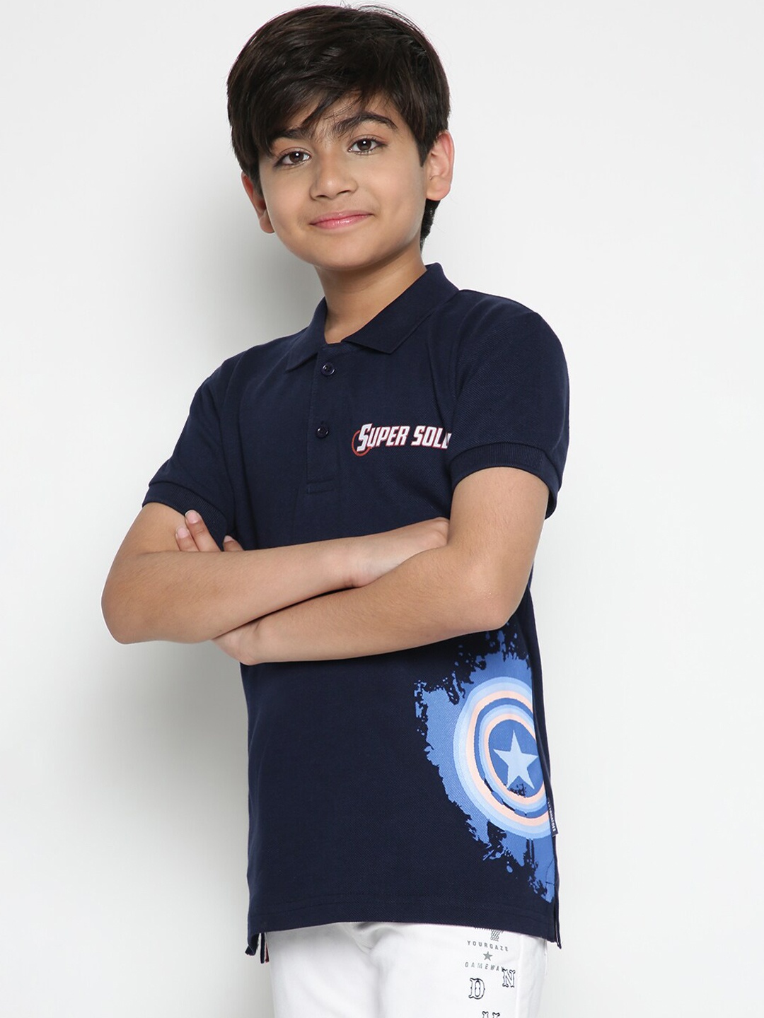 Lil Tomatoes Boys Superman Graphic Printed Polo Collar Cotton Extra Comfort T-shirt, Navy blue
Lil Tomatoes Boys Superman Graphic Printed Polo Collar Cotton Extra Comfort T-shirt, Navy blue