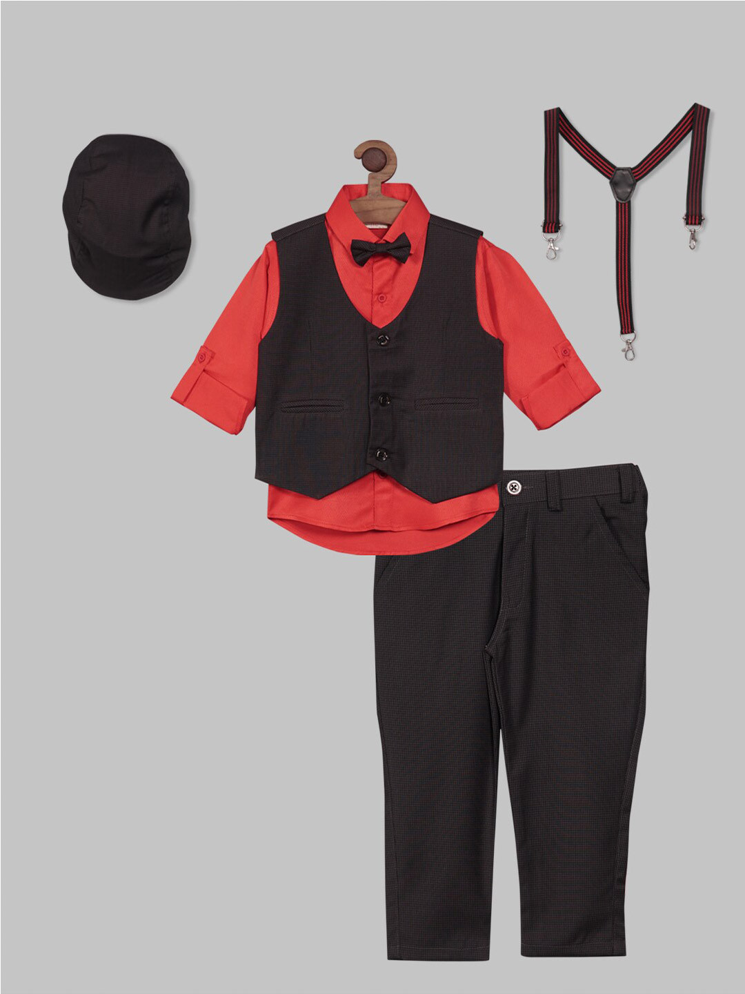 RIKIDOOS Boys Spread Collar Shirt & Trousers with Waistcoat and Suspenders Clothing Set, Black
RIKIDOOS Boys Spread Collar Shirt & Trousers with Waistcoat and Suspenders Clothing Set, Black