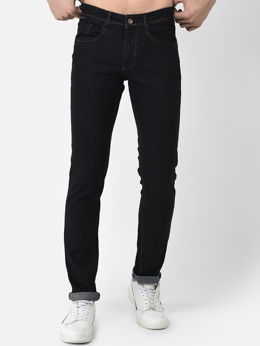COBB Men Slim Fit Mid-Rise Cotton Jeans, Navy blue