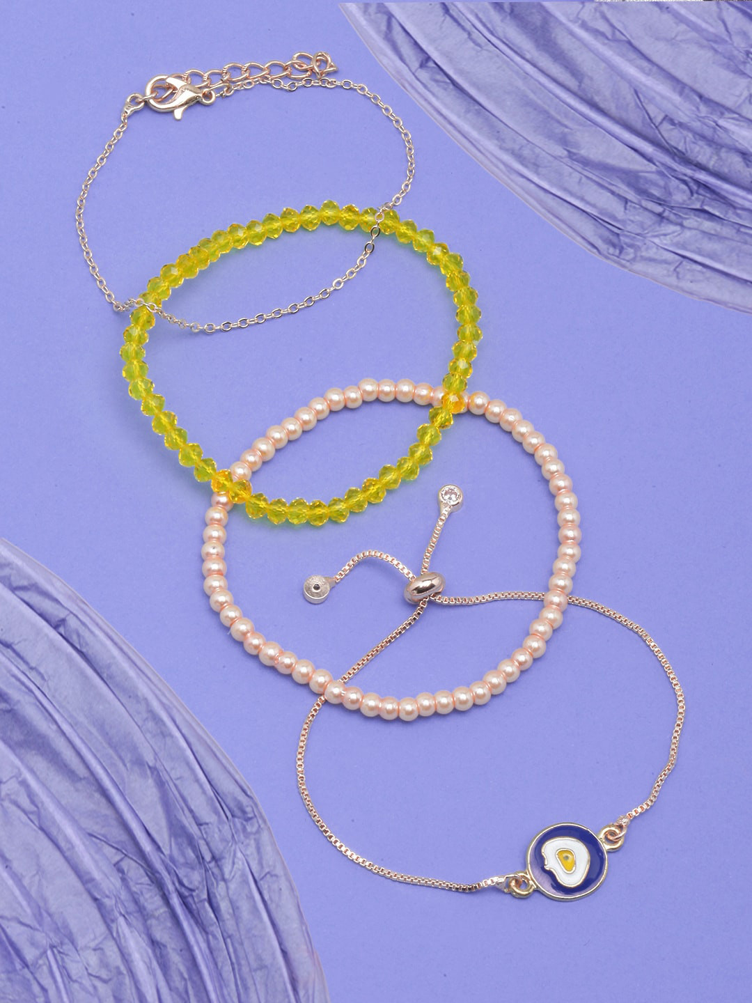 DressBerry Women Set Of 4 Rose Gold-Plated Link Bracelet, White
DressBerry Women Set Of 4 Rose Gold-Plated Link Bracelet, White