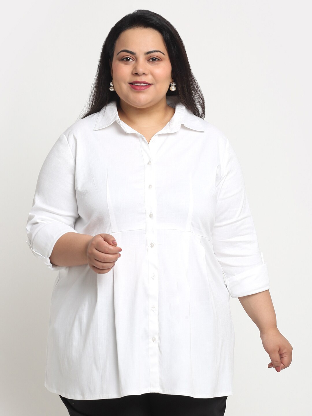 sindrellastorie Plus Size Classic Roll-Up Sleeves Pure Cotton Longline Shirt Style Top, White
sindrellastorie Plus Size Classic Roll-Up Sleeves Pure Cotton Longline Shirt Style Top, White