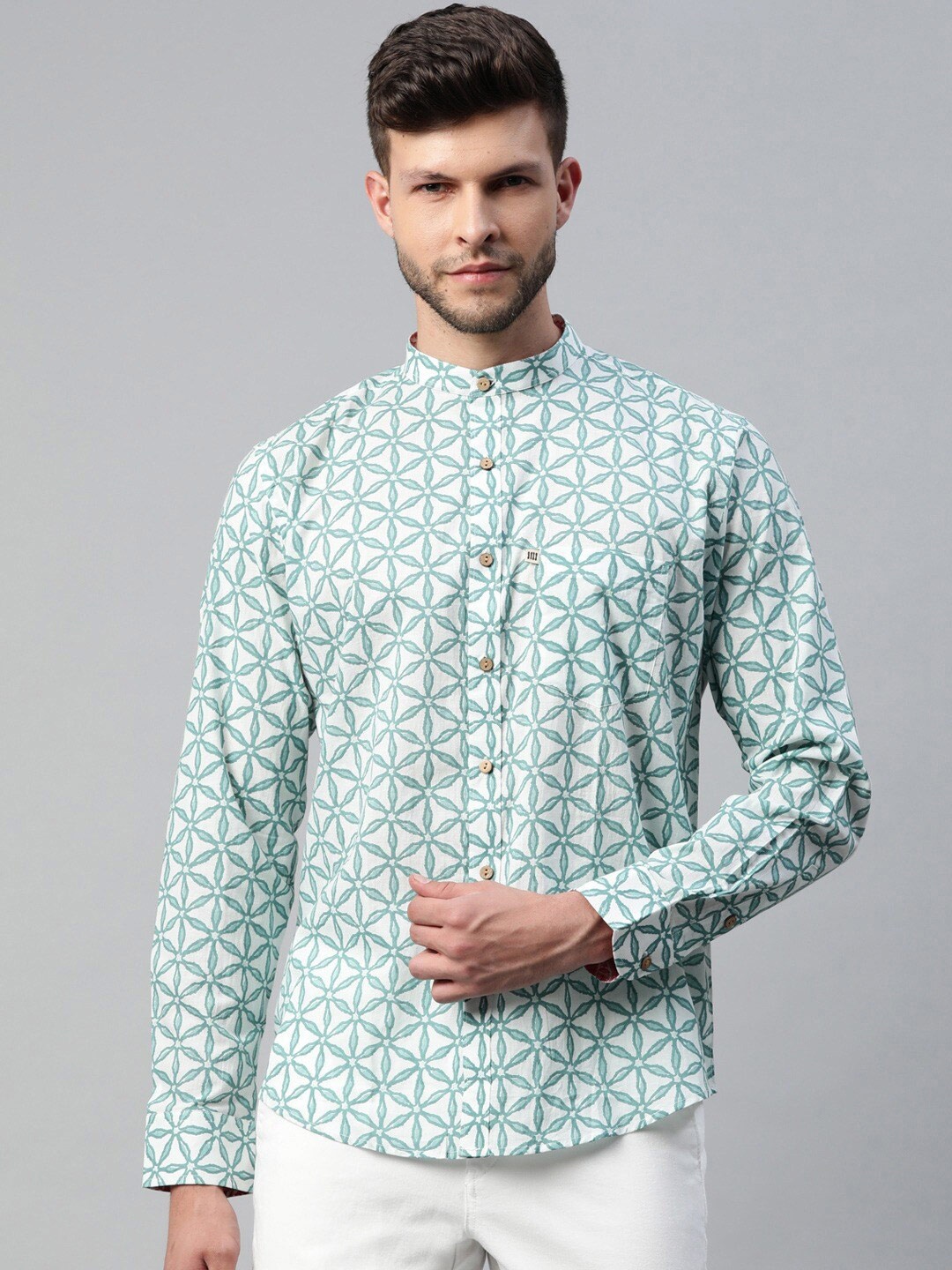 Readiprint Fashions Men Floral Printed Cotton Mandarin Collar Comfort Opaque Casual Shirt, White
Readiprint Fashions Men Floral Printed Cotton Mandarin Collar Comfort Opaque Casual Shirt, White