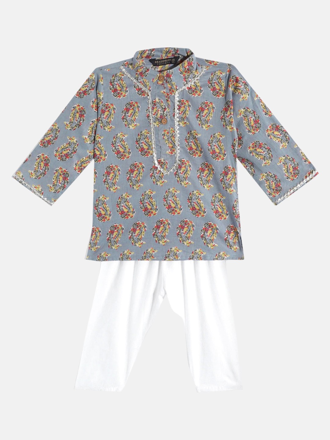 Readiprint Fashions Boys Printed Mandarin Collar Pure Cotton Kurta With Pyjamas, Grey
Readiprint Fashions Boys Printed Mandarin Collar Pure Cotton Kurta With Pyjamas, Grey