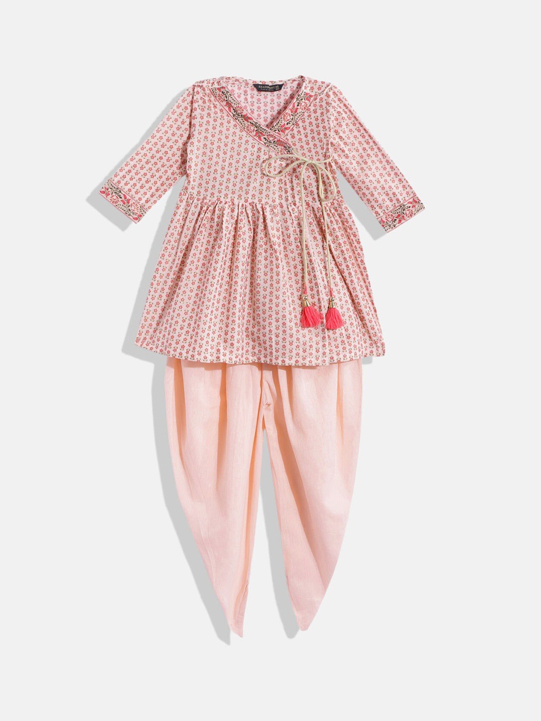 Readiprint Fashions Girls Floral Printed Angrakha Pure Cotton Kurta With Dhoti Pants, Pink
Readiprint Fashions Girls Floral Printed Angrakha Pure Cotton Kurta With Dhoti Pants, Pink