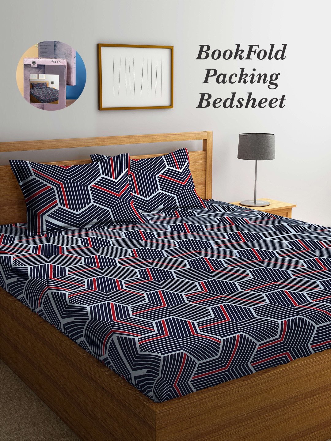 Arrabi Bookfold Blue & Red Geometric Printed 300 TC King Bedsheet & Pillow Covers
Arrabi Bookfold Blue & Red Geometric Printed 300 TC King Bedsheet & Pillow Covers
