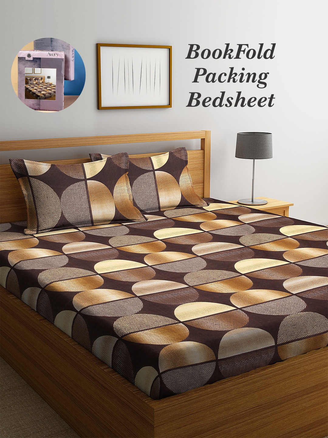 Arrabi Bookfold Brown & Gold-Toned Geometric Printed 300 TC King Bedsheet & Pillow Covers
Arrabi Bookfold Brown & Gold-Toned Geometric Printed 300 TC King Bedsheet & Pillow Covers
