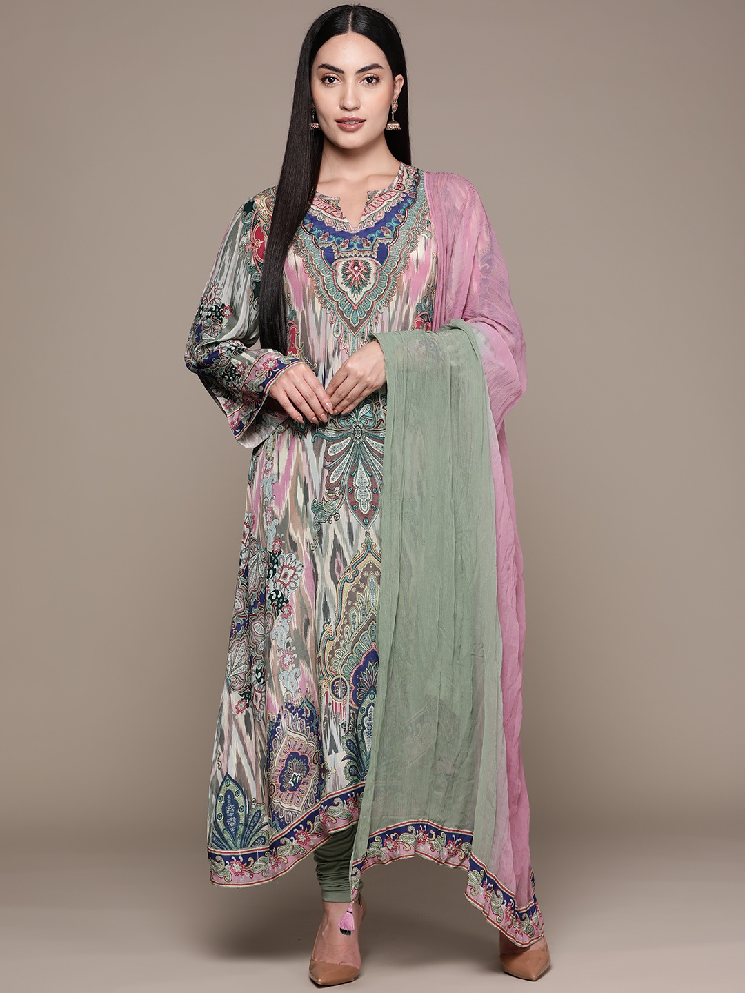 Ritu Kumar Ethnic Motifs Printed Regular Mirror Work Kurta With Leggings & Dupatta, Blue
Ritu Kumar Ethnic Motifs Printed Regular Mirror Work Kurta With Leggings & Dupatta, Blue