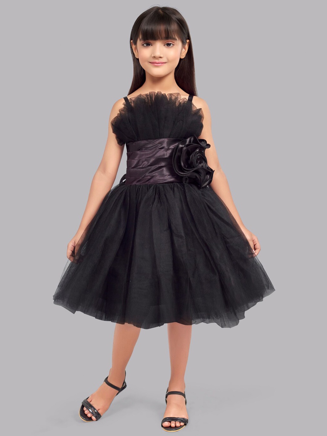 Pink Chick Girls Shoulder Straps Ruffled Tulle Net Fit & Flare Dress, Black
Pink Chick Girls Shoulder Straps Ruffled Tulle Net Fit & Flare Dress, Black