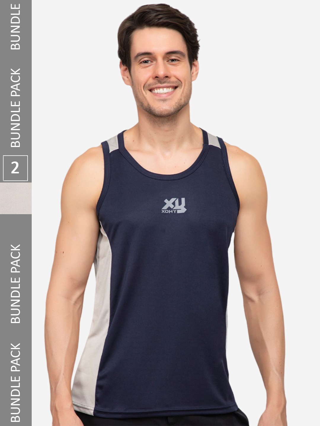Xohy Pack of 2 Colorblocked Round Neck Active Wear Gym Vests COMBO802NAVY-GREY, Navy blue
Xohy Pack of 2 Colorblocked Round Neck Active Wear Gym Vests COMBO802NAVY-GREY, Navy blue