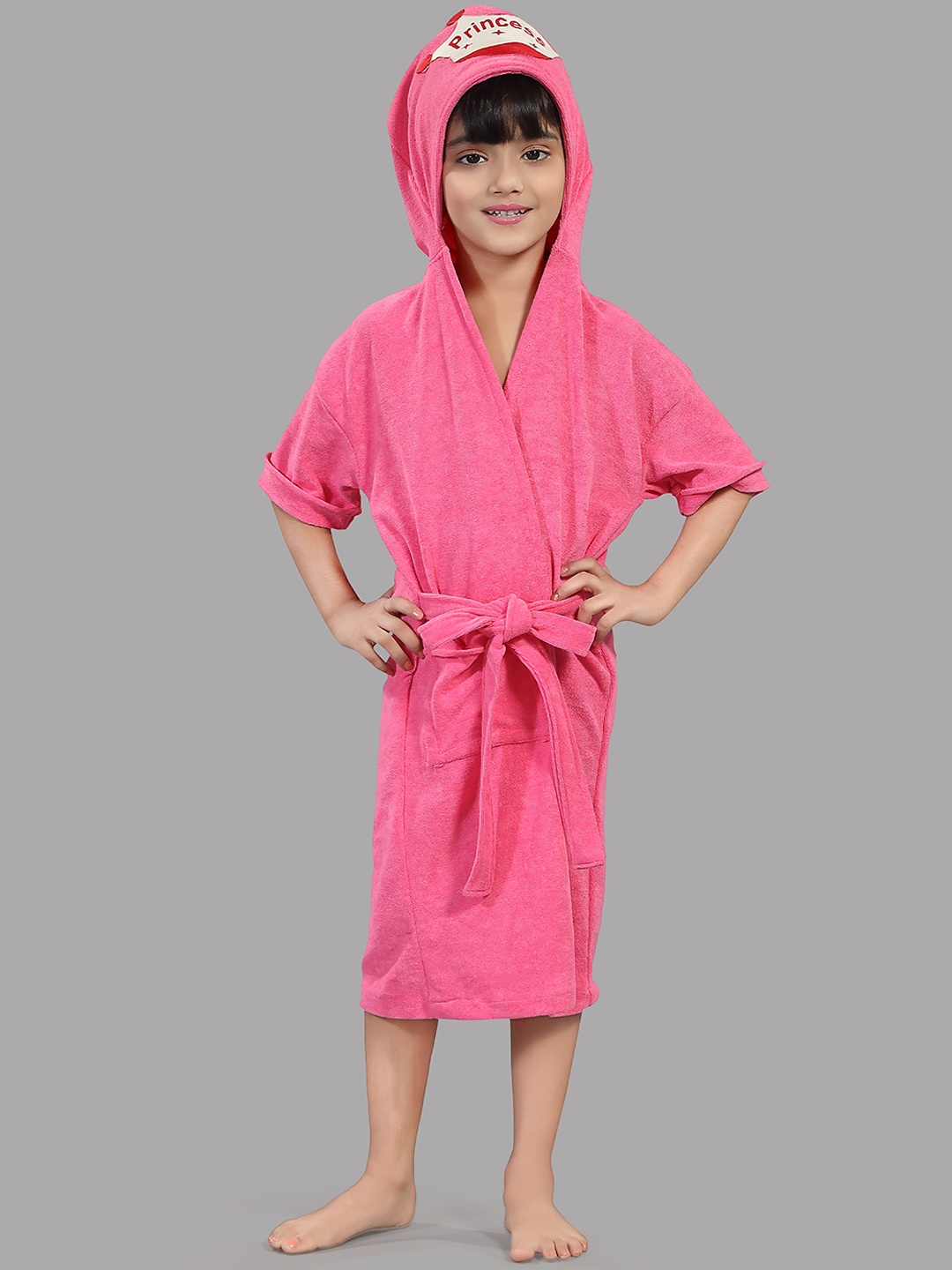 LacyLook Girls Hooded Bath Robe, Pink