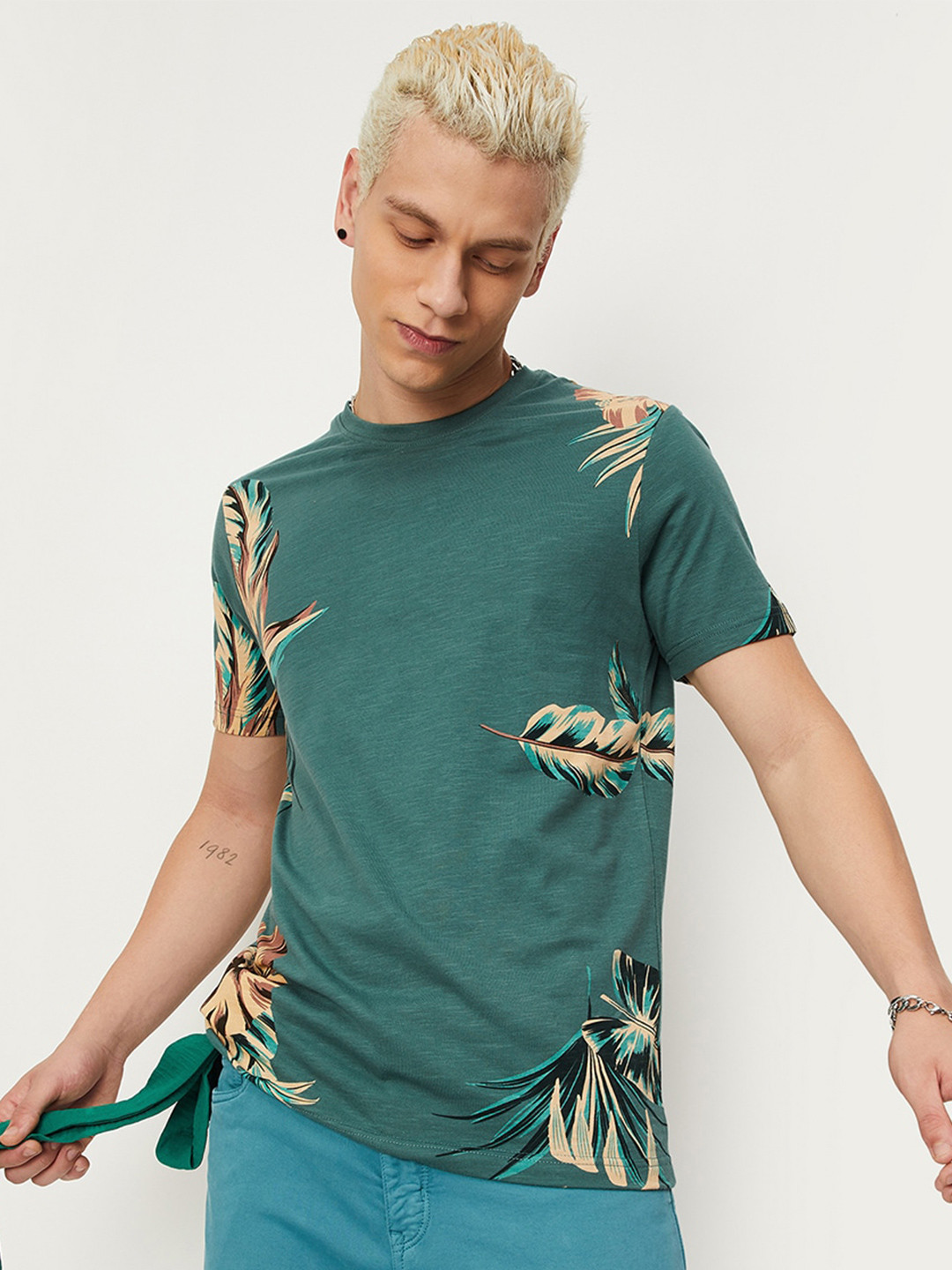 max Tropical Printed Pure Cotton T-shirt, Green
max Tropical Printed Pure Cotton T-shirt, Green