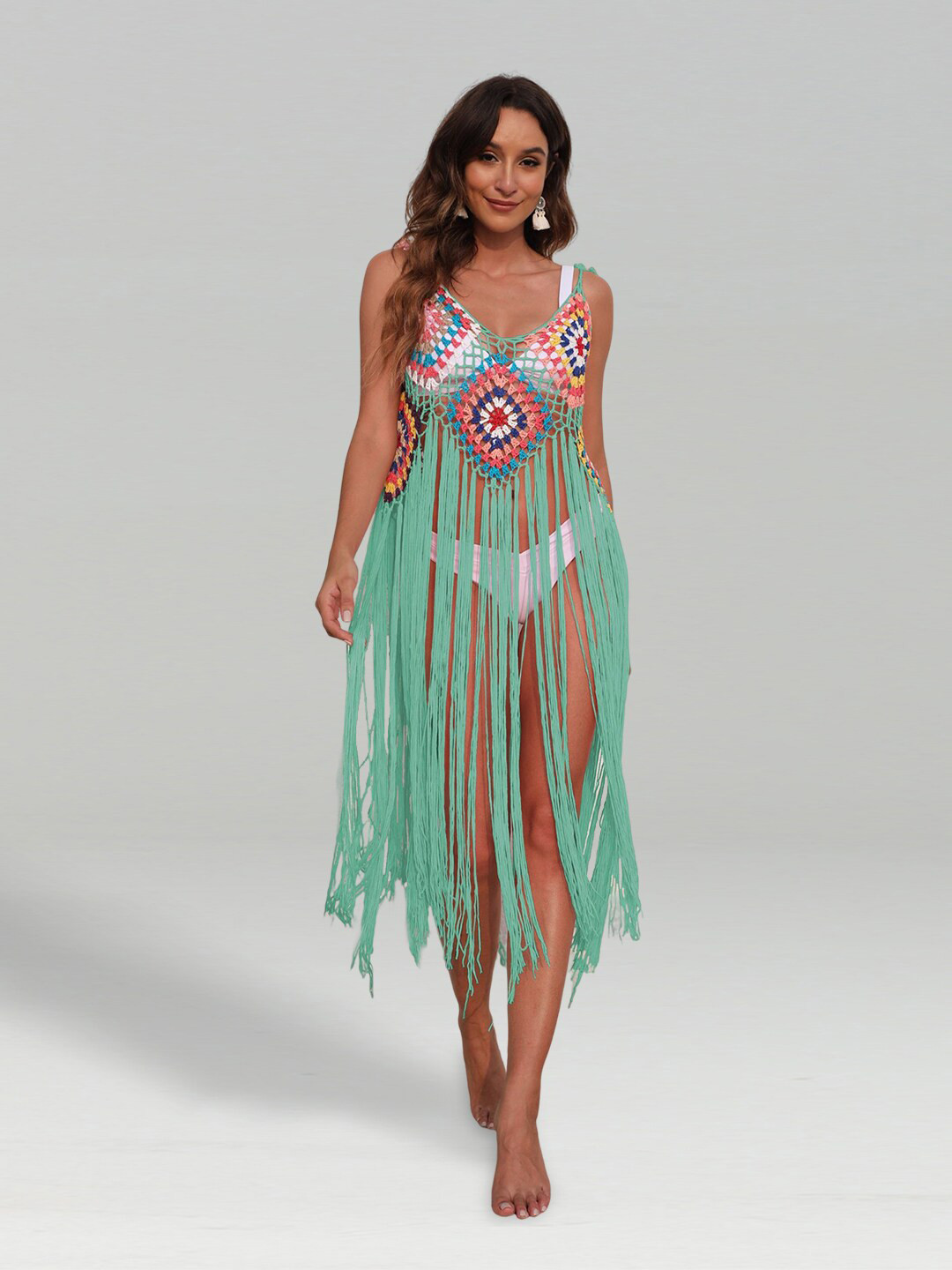 JC Collection Self-Design Swimwear Cover Top, Green 
JC Collection Self-Design Swimwear Cover Top, Green