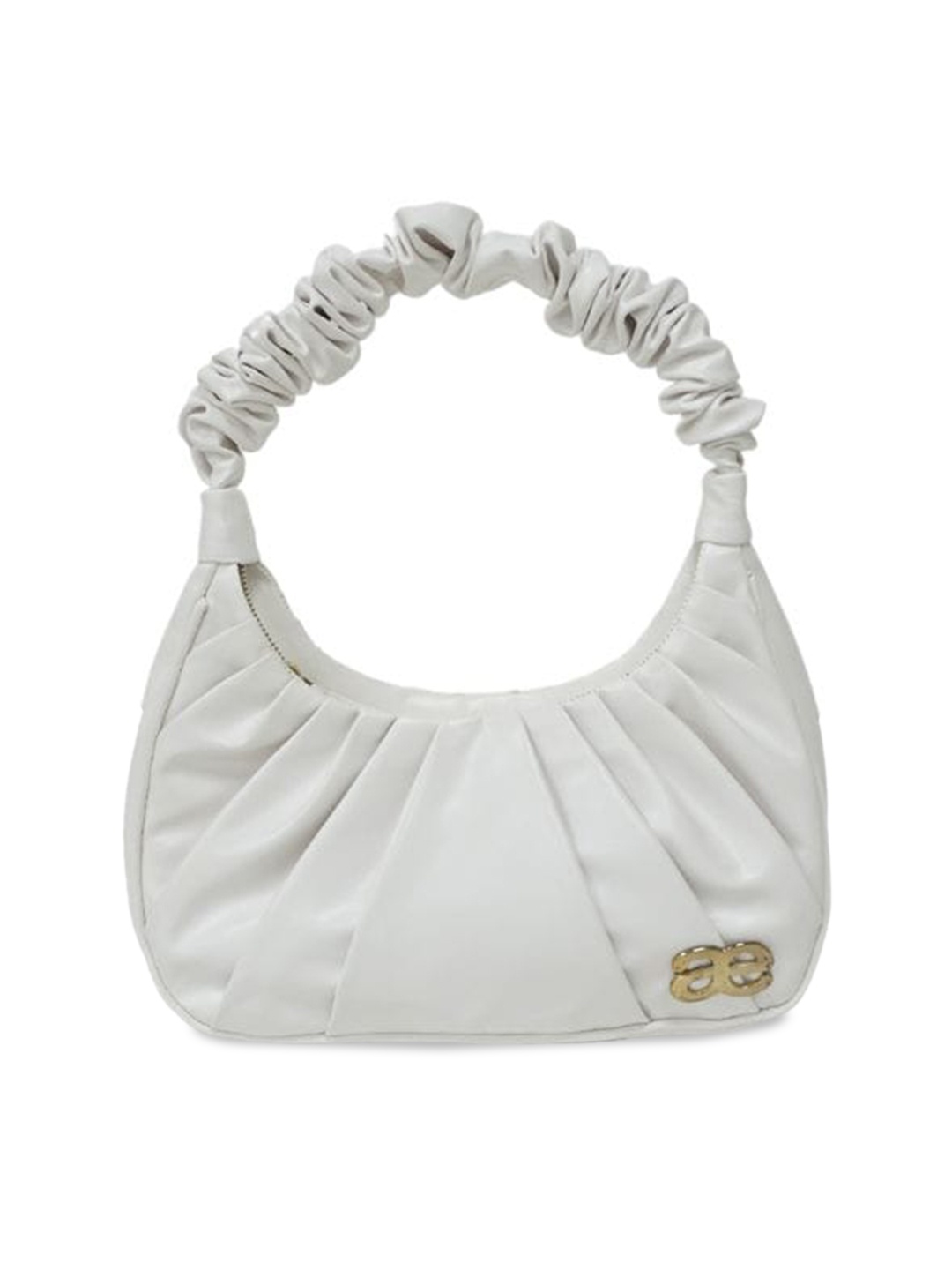 Aegte Ruffle Strap Shoulder Bag, White