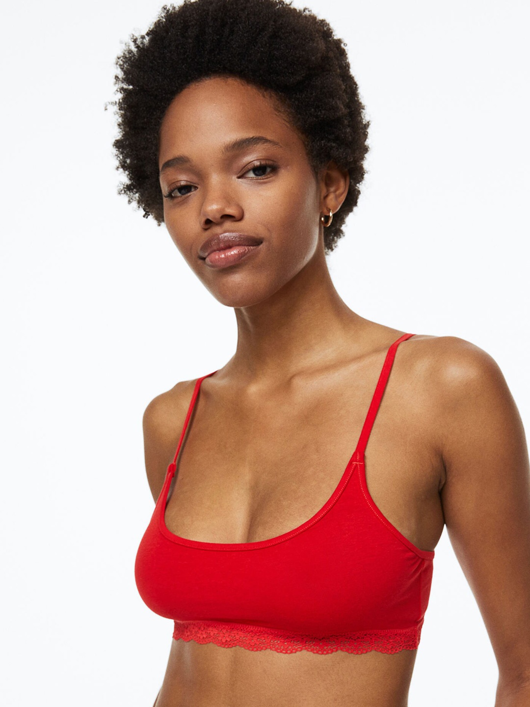 H&M 2-Pack Non-Padded Cotton Bra Tops, Black