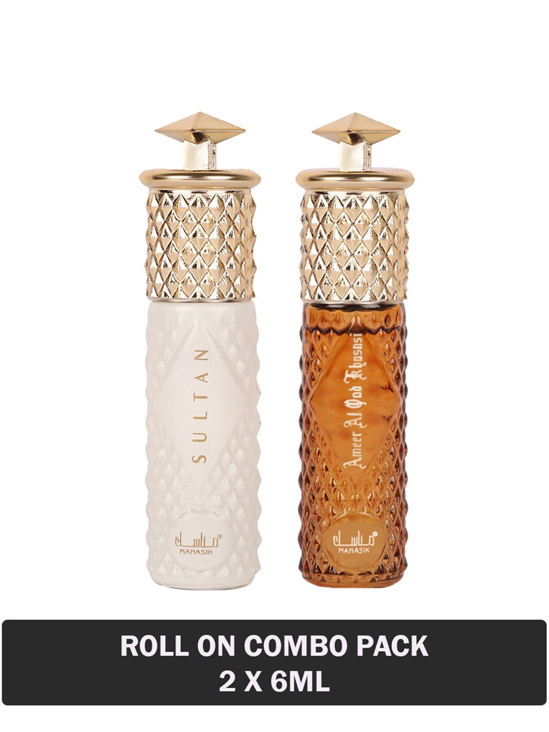 MANASIK Men Set Of 2 Long Lasting Attars - 6 ml Each -Sultan & Ameer Al Oud Khusnsi, Multi
MANASIK Men Set Of 2 Long Lasting Attars - 6 ml Each -Sultan & Ameer Al Oud Khusnsi, Multi