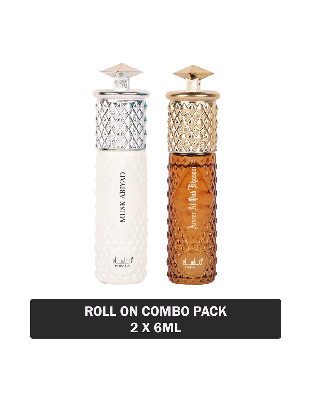 MANASIK Set Of 2 Long Lasting Attars 6 ml Each - Musk Abiyad & Ameer Al Oud Khusnsi, White
MANASIK Set Of 2 Long Lasting Attars 6 ml Each - Musk Abiyad & Ameer Al Oud Khusnsi, White
