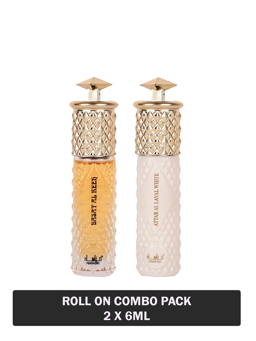 MANASIK Set Of 2 Long-Lasting Roll-On Attars 6ml Each- Basat Al Reeh & Al Layal White, Multi
MANASIK Set Of 2 Long-Lasting Roll-On Attars 6ml Each- Basat Al Reeh & Al Layal White, Multi