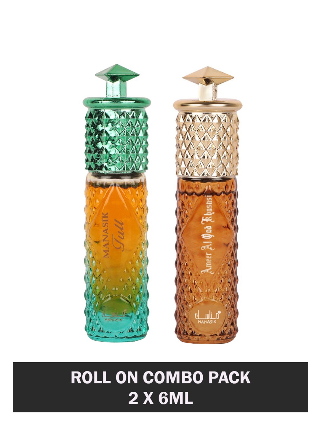 MANASIK Set of Full & Ameer Al Oud Khususi Long-Lasting Roll-On Attar - 6 ml each, Multi
MANASIK Set of Full & Ameer Al Oud Khususi Long-Lasting Roll-On Attar - 6 ml each, Multi