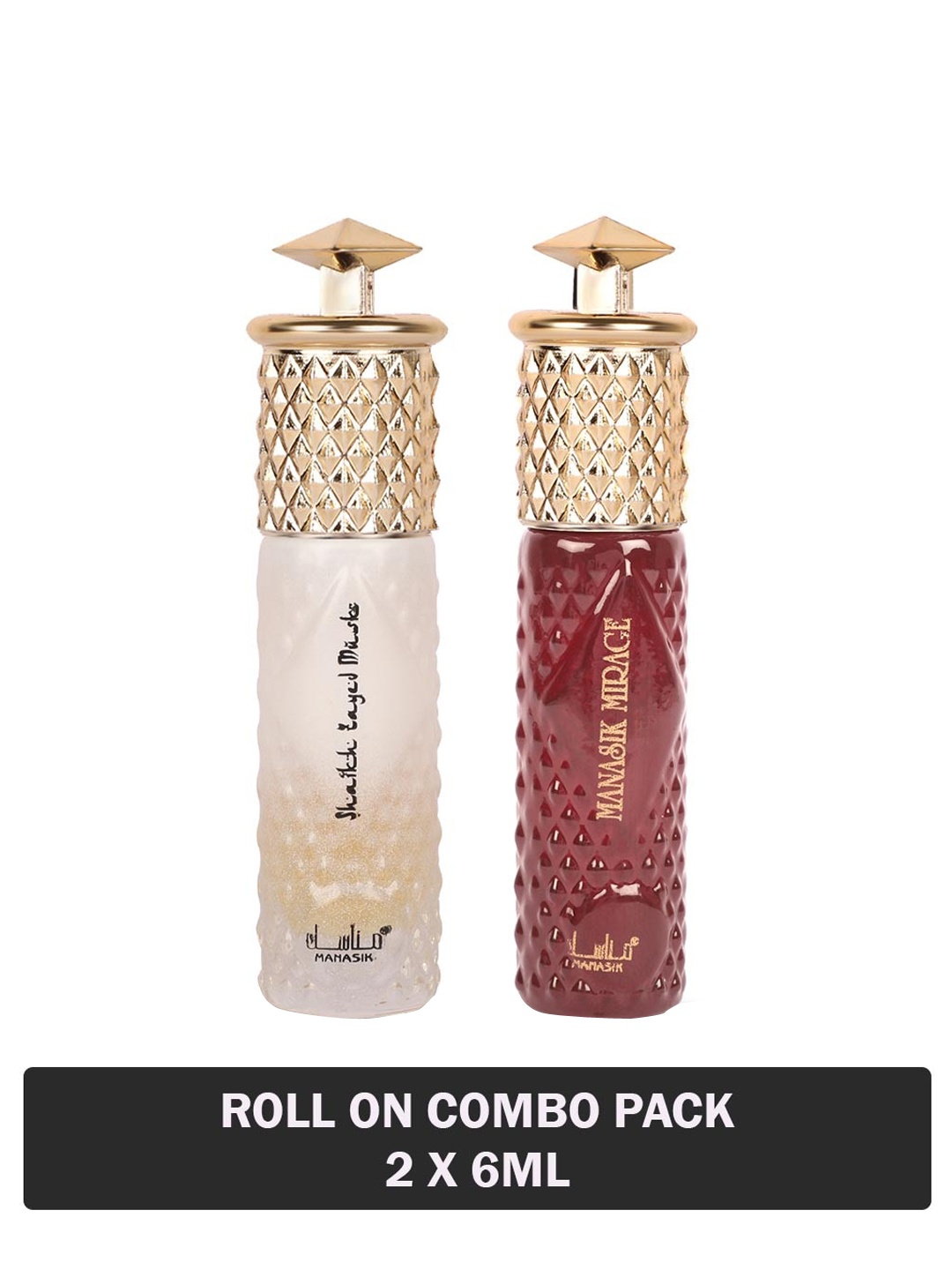 MANASIK Set Of 2 Long Lasting Attars - 6 ml Each - Shaikh Zayed Musk & Mirage, White
MANASIK Set Of 2 Long Lasting Attars - 6 ml Each - Shaikh Zayed Musk & Mirage, White