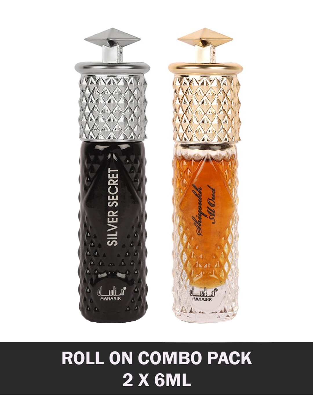 MANASIK Men Set Of 2 Long Lasting Attars - 6 ml Each - Silver Secret & Shiyoukh Al Oud, Orange
MANASIK Men Set Of 2 Long Lasting Attars - 6 ml Each - Silver Secret & Shiyoukh Al Oud, Orange