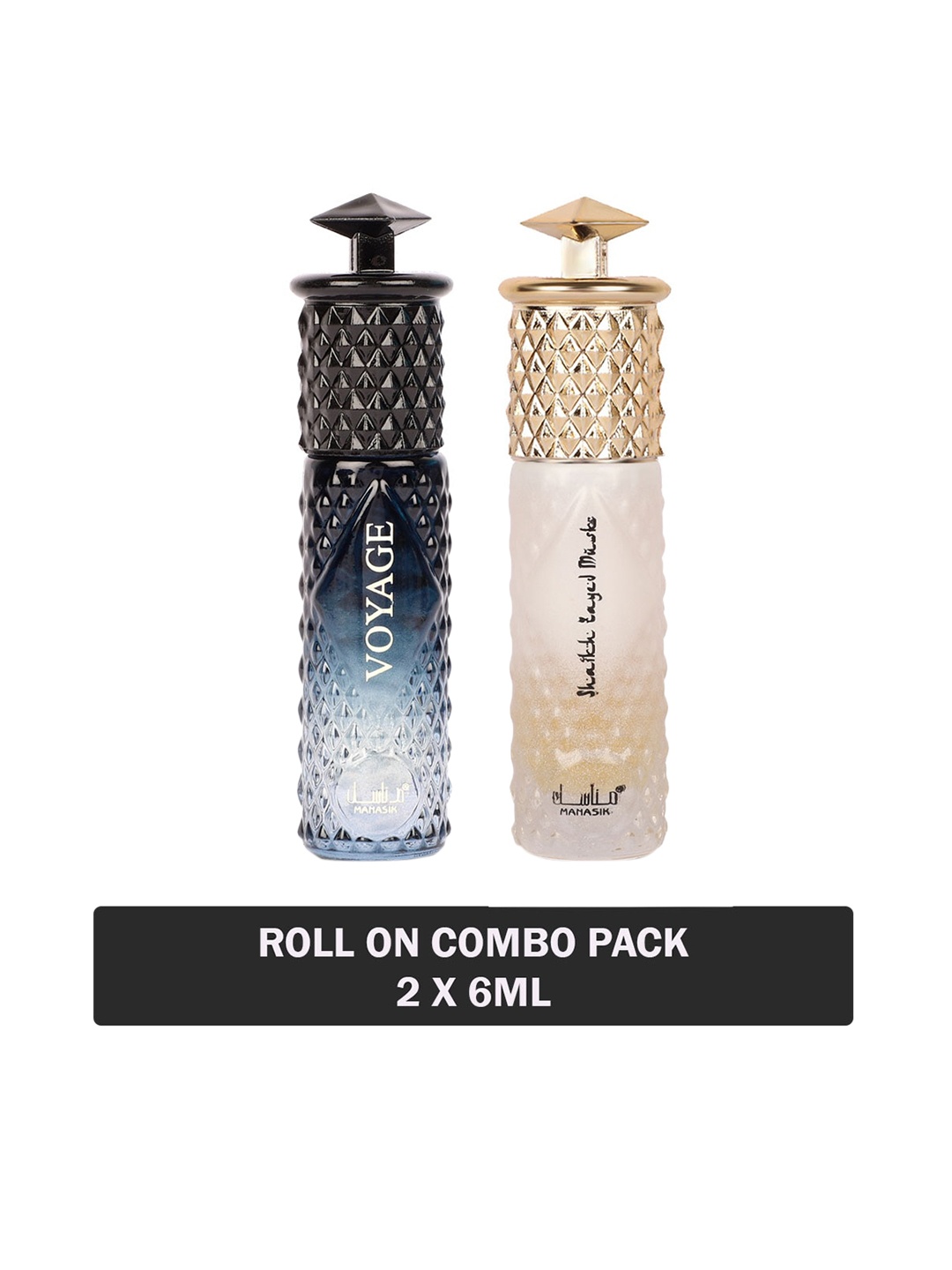 MANASIK Men Set Of 2 Long Lasting Attars - 6 ml Each - Voyage & Shaikh Zayed Musk, Black
MANASIK Men Set Of 2 Long Lasting Attars - 6 ml Each - Voyage & Shaikh Zayed Musk, Black