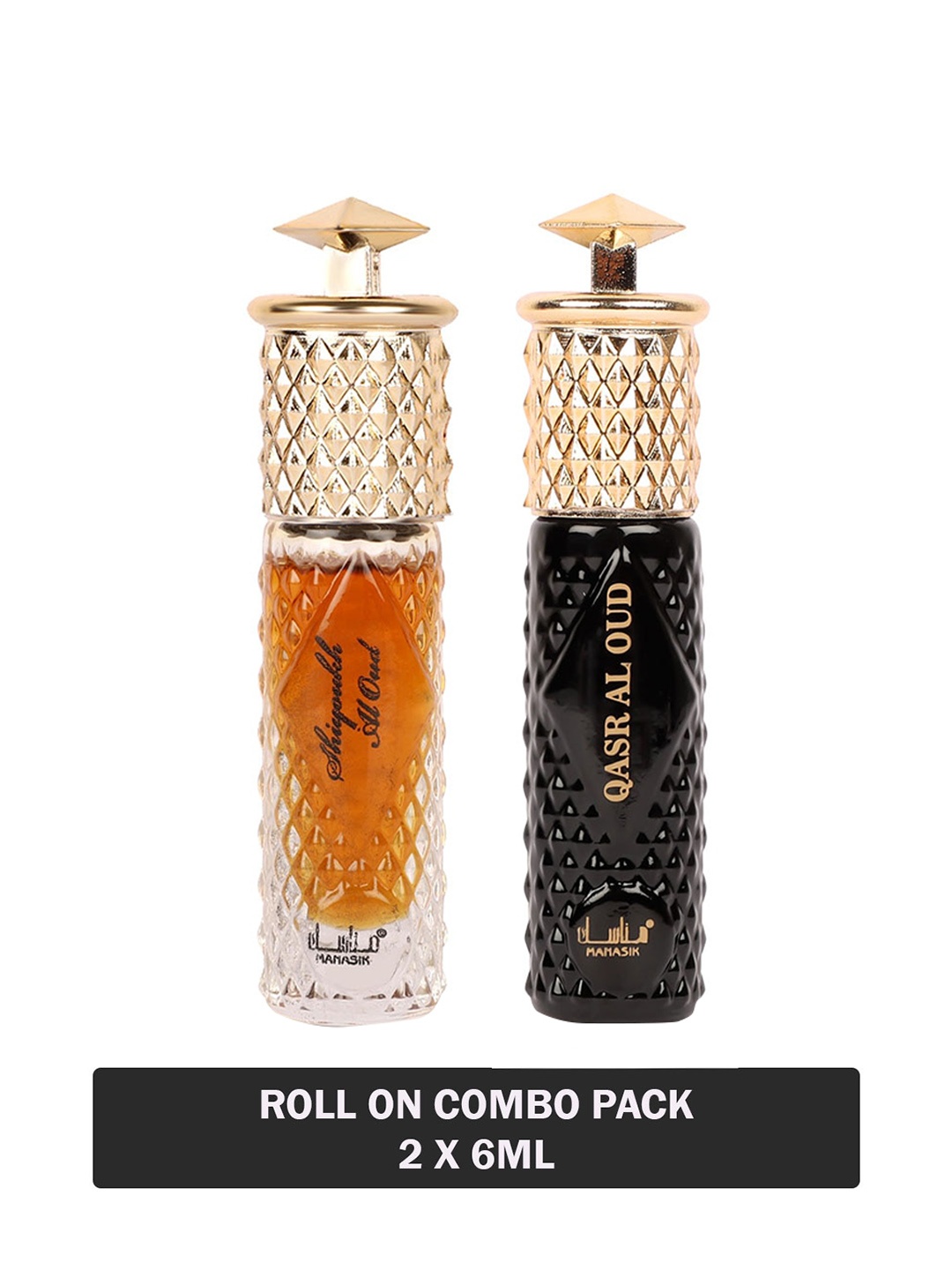 MANASIK Set Of 2 Long Lasting Attars - 6 ml Each - Shiyoukh Al Oud & Qasr Al Oud, Black
MANASIK Set Of 2 Long Lasting Attars - 6 ml Each - Shiyoukh Al Oud & Qasr Al Oud, Black