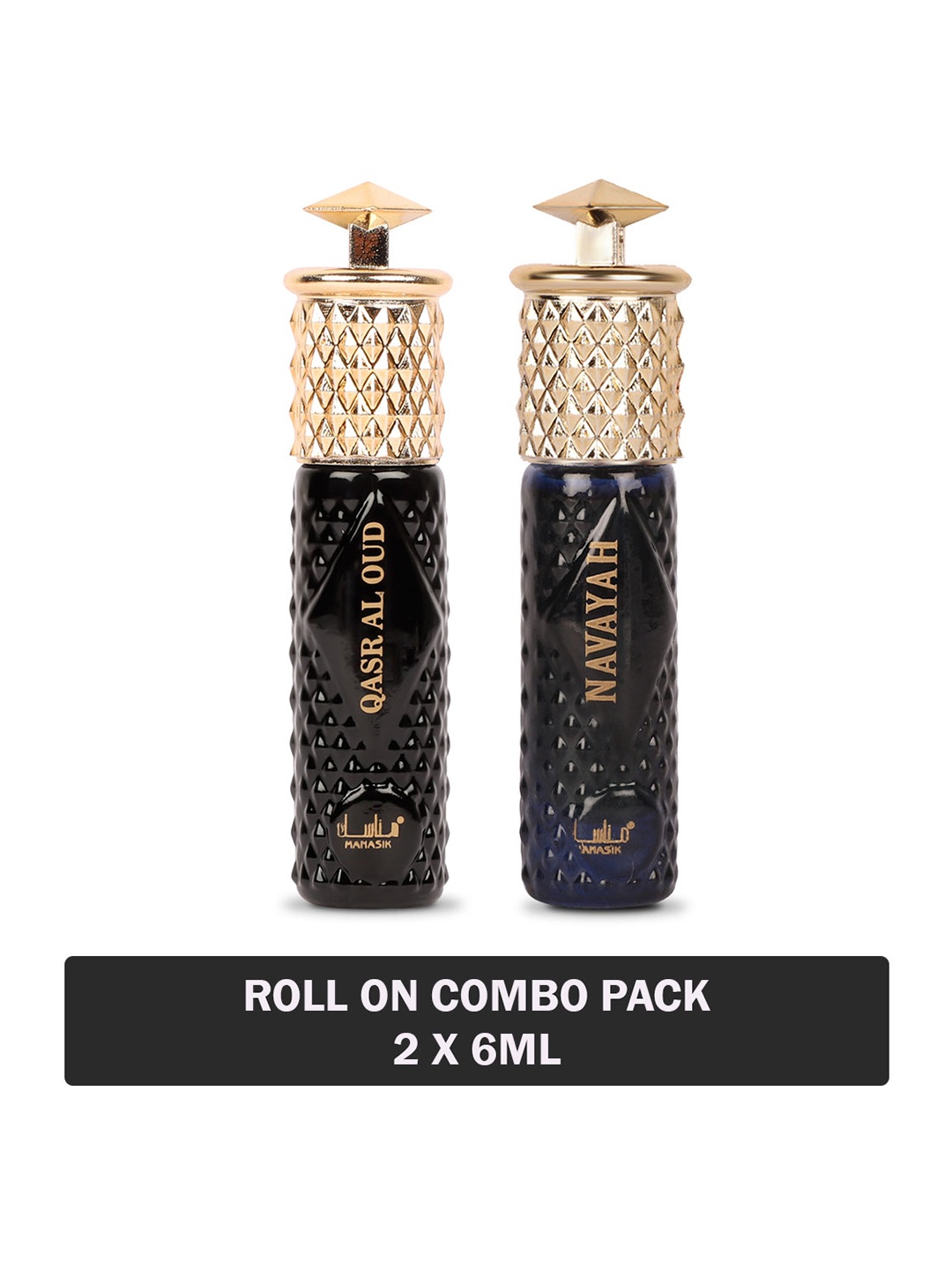 MANASIK Women Set Of 2 Long Lasting Attars - 6 ml Each - Qasr Al Oud & Navayah, Black
MANASIK Women Set Of 2 Long Lasting Attars - 6 ml Each - Qasr Al Oud & Navayah, Black