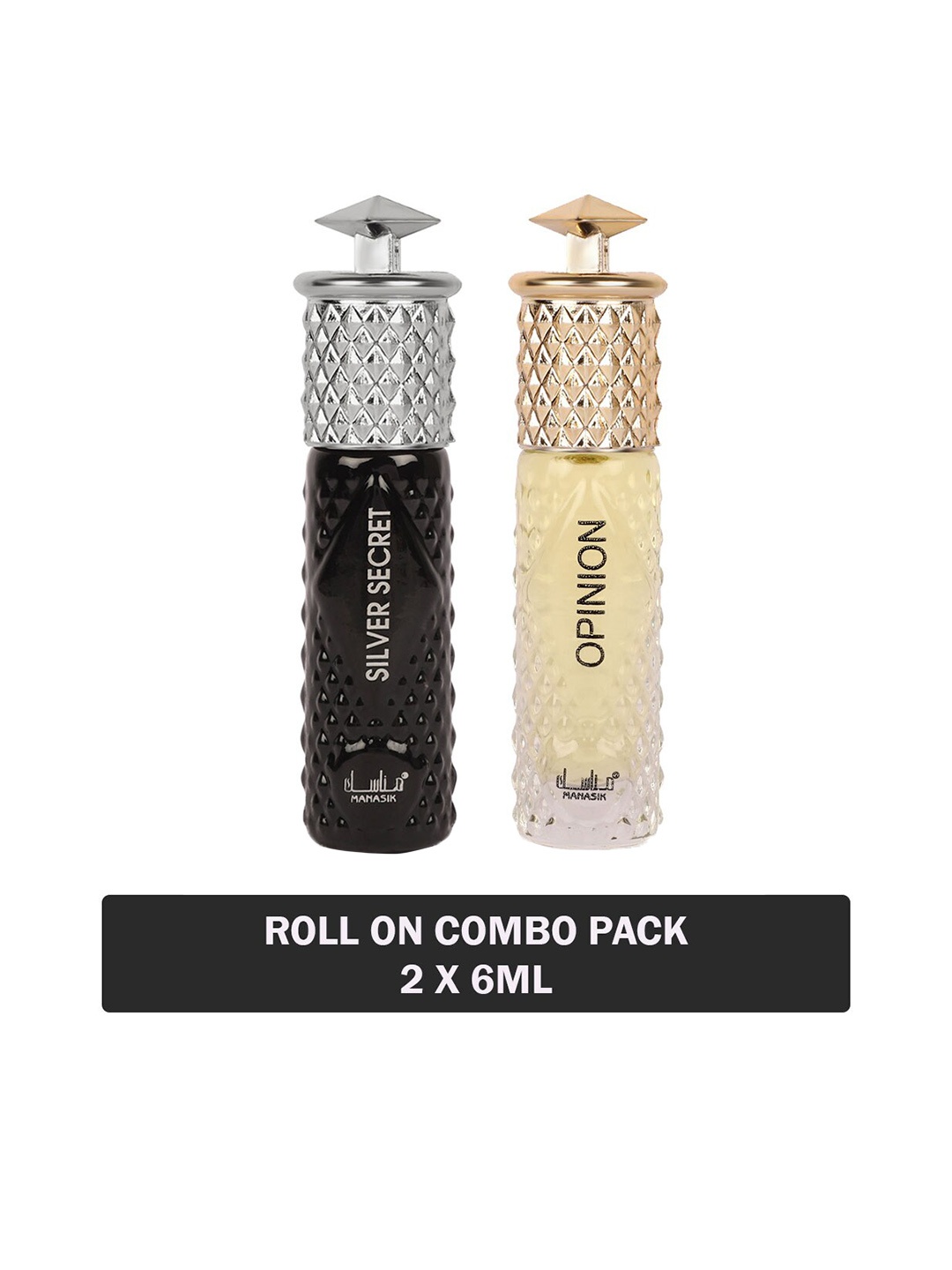 MANASIK Men Set of 2 Long Lasting Roll-On Attar 6 ml each - Silver Secret & Opinion, Black
MANASIK Men Set of 2 Long Lasting Roll-On Attar 6 ml each - Silver Secret & Opinion, Black