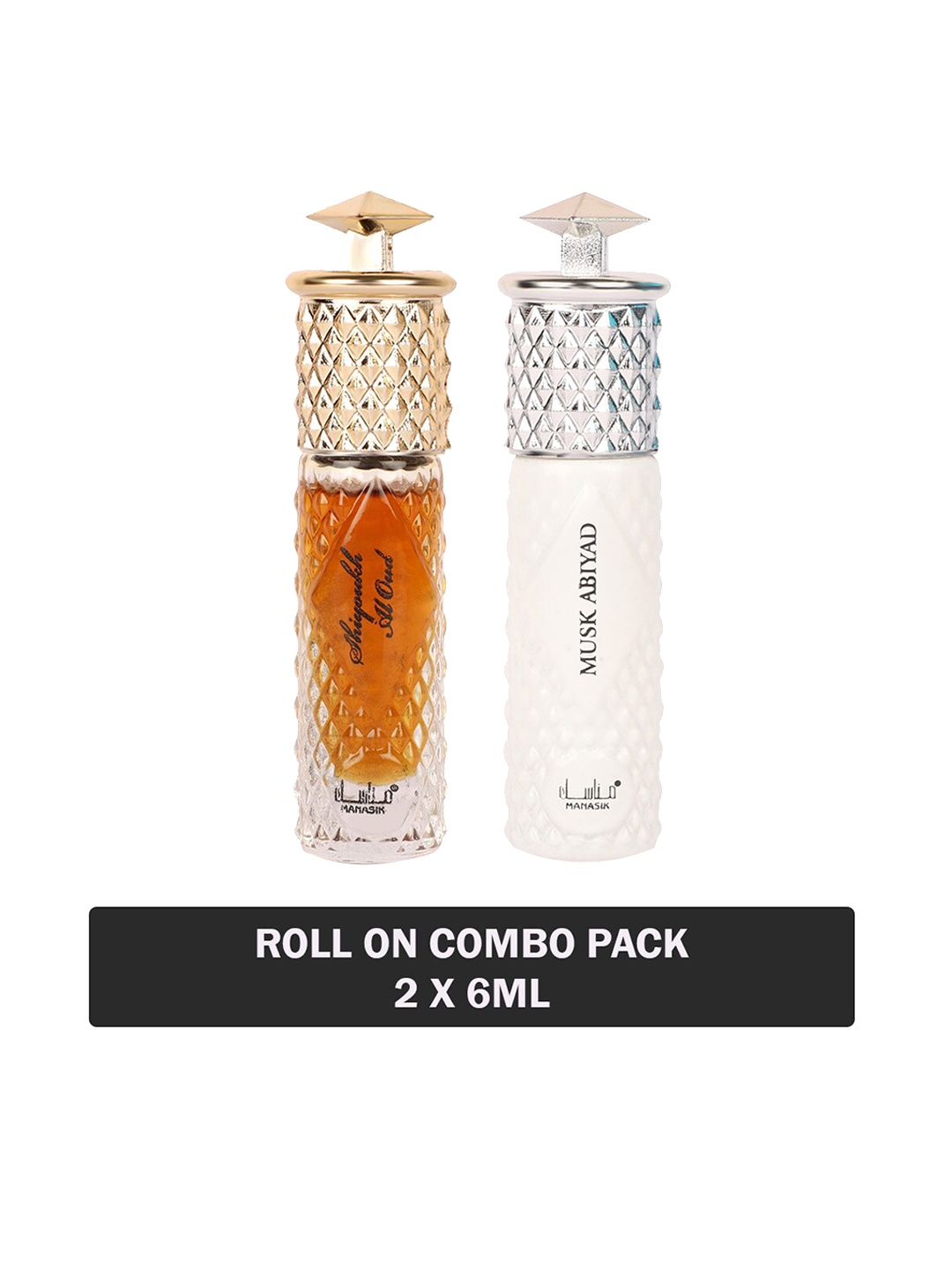 MANASIK Set of 2 Long Lasting Roll-On Attar 6 ml each - Shiyoukh Al Oud & Musk Abiyad, White
MANASIK Set of 2 Long Lasting Roll-On Attar 6 ml each - Shiyoukh Al Oud & Musk Abiyad, White