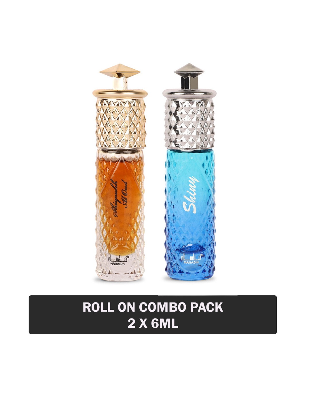 MANASIK Men Set of 2 Long Lasting Roll-On Attar 6 ml each - Shiyoukh Al Oud & Shiny Blue
MANASIK Men Set of 2 Long Lasting Roll-On Attar 6 ml each - Shiyoukh Al Oud & Shiny Blue