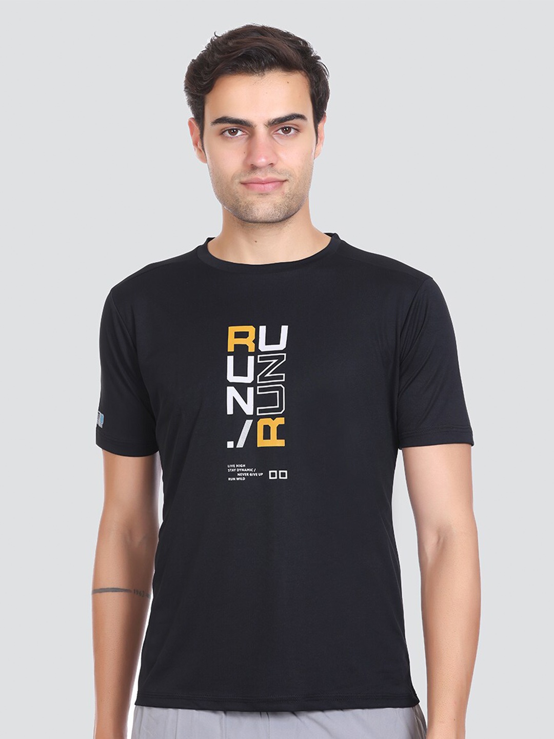 AGON Typography Printed Dri-Fit Sports T-shirt, Black