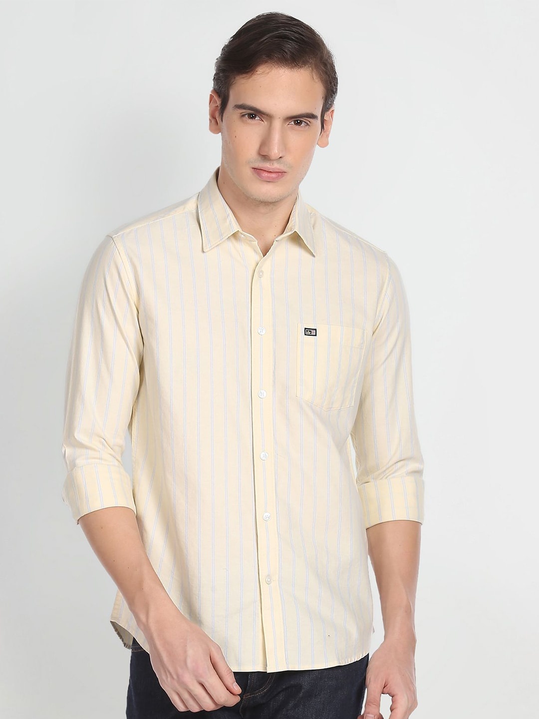 Arrow Sport Men Pure Cotton Slim Fit Opaque Checked Oxford Casual Shirt, Yellow
Arrow Sport Men Pure Cotton Slim Fit Opaque Checked Oxford Casual Shirt, Yellow