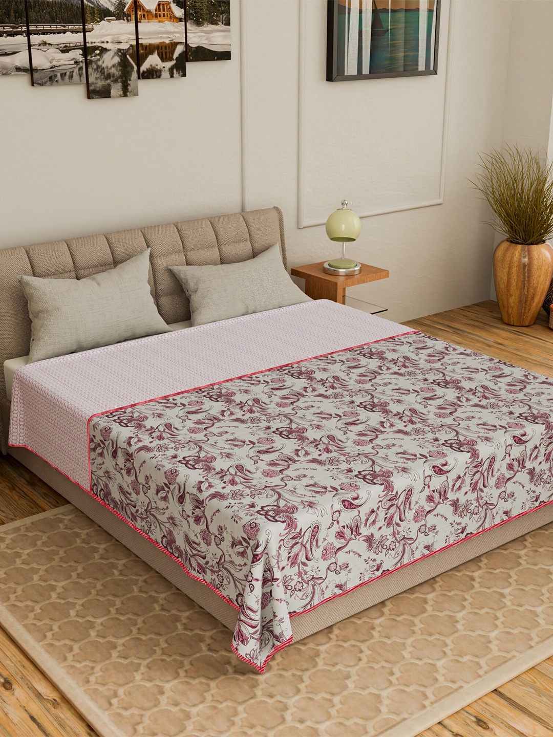 CURIOUS LIFESTYLE White & Pink Ethnic Motifs Summer 150 GSM Reversible Double Bed Dohar
CURIOUS LIFESTYLE White & Pink Ethnic Motifs Summer 150 GSM Reversible Double Bed Dohar