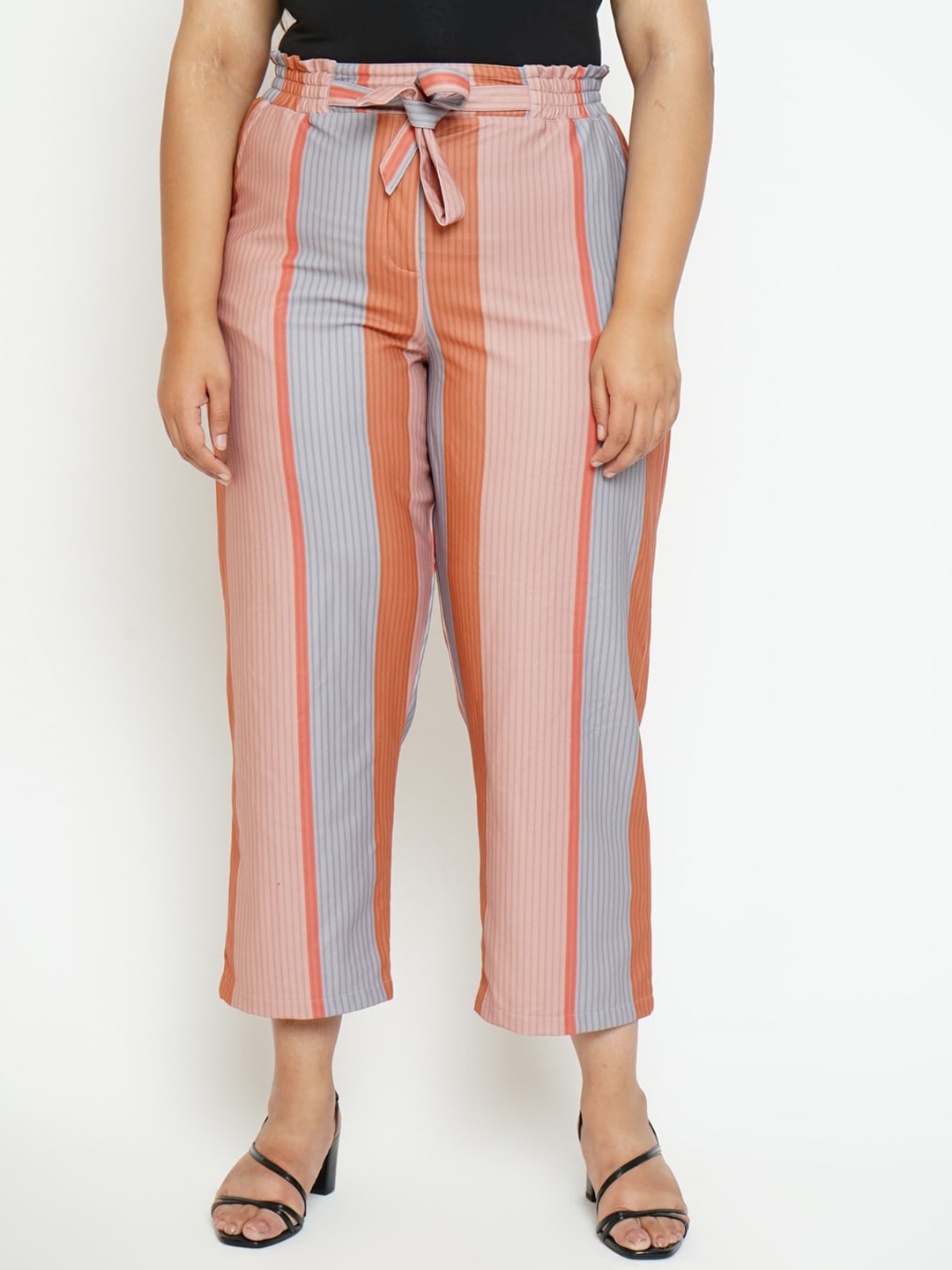 Amydus Women Striped Cotton Straight Fit High-Rise Parallel Trousers, Pink
Amydus Women Striped Cotton Straight Fit High-Rise Parallel Trousers, Pink