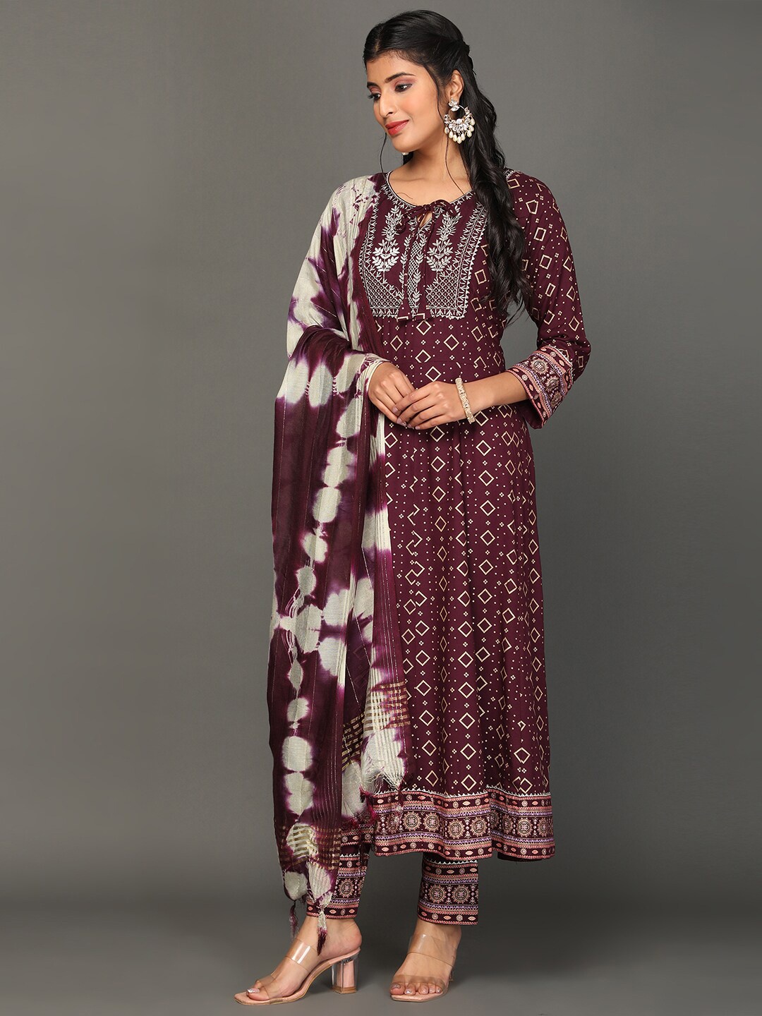 Ziva Fashion Ethnic Motifs Printed Gotta Patti Kurta with Trousers & Dupatta, Burgundy
Ziva Fashion Ethnic Motifs Printed Gotta Patti Kurta with Trousers & Dupatta, Burgundy