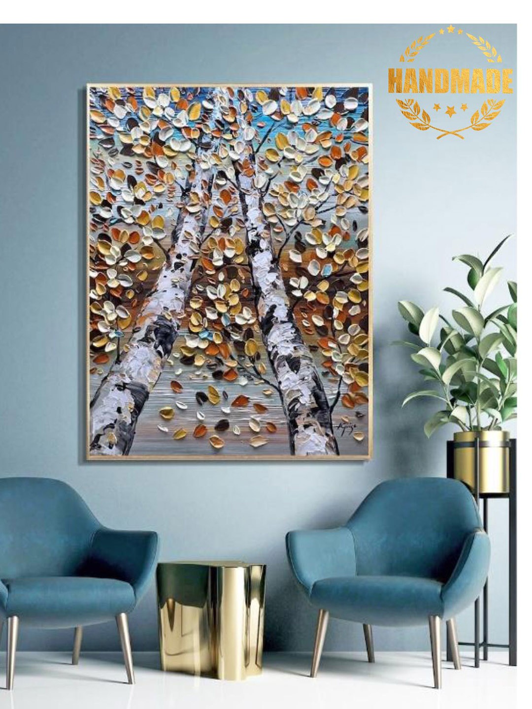 THE HANDMADE FLAIR Grey & Brown 3D Textured Fall Gold Birch Trees Landscape Wall Art
THE HANDMADE FLAIR Grey & Brown 3D Textured Fall Gold Birch Trees Landscape Wall Art