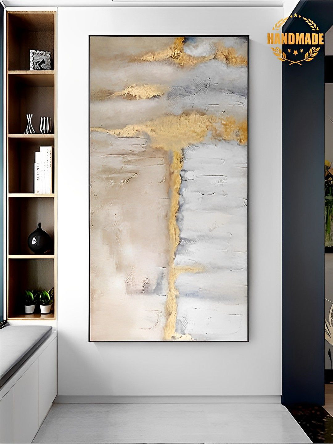 THE HANDMADE FLAIR Golden Colored Abstract Simple Pretty Canvas Oil Painting Wall Art, Gold
THE HANDMADE FLAIR Golden Colored Abstract Simple Pretty Canvas Oil Painting Wall Art, Gold