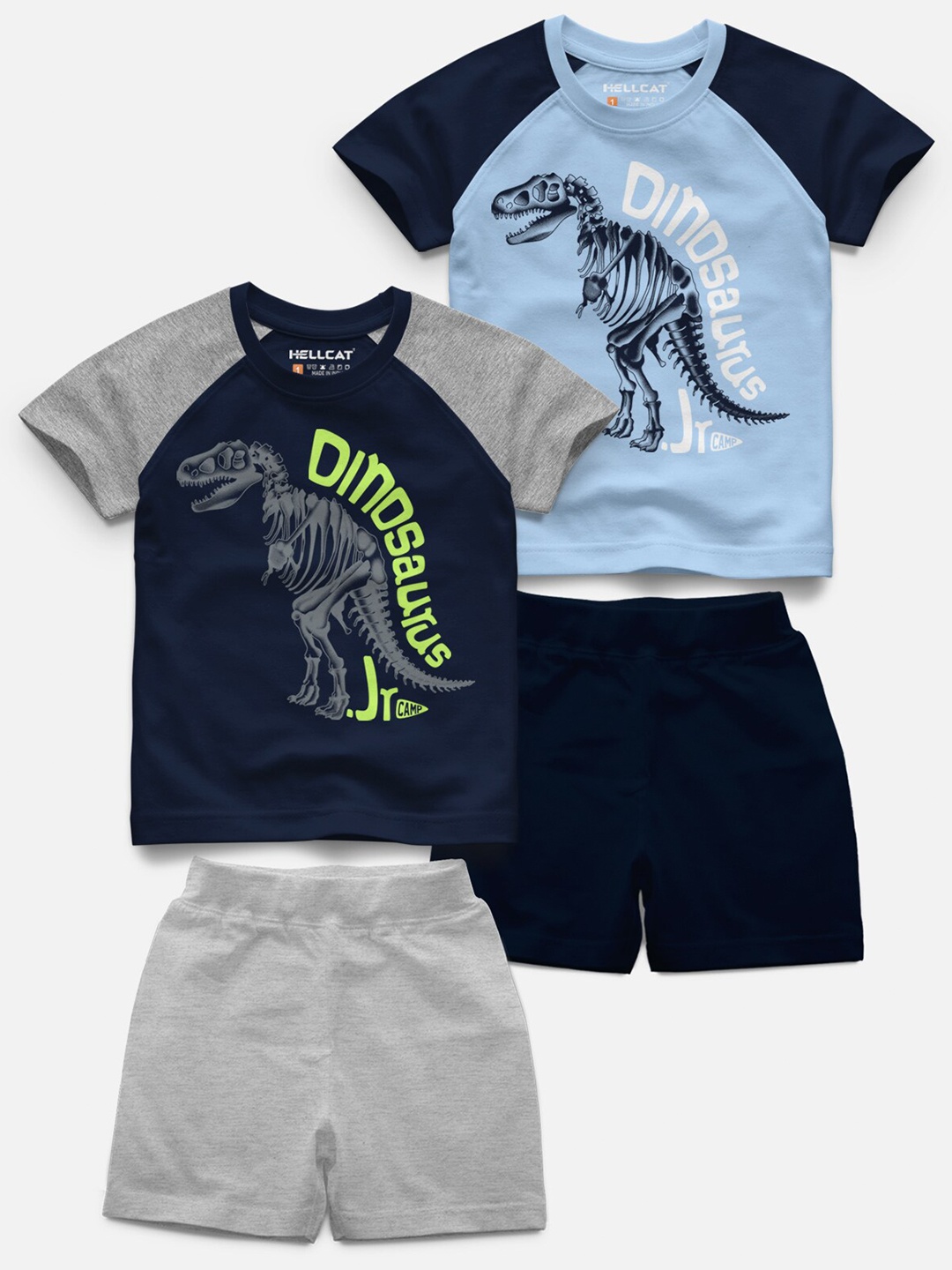 HELLCAT Infant Kids Set Of 2 Graphic Printed Raglan Sleeves T-shirt With Shorts, Blue
HELLCAT Infant Kids Set Of 2 Graphic Printed Raglan Sleeves T-shirt With Shorts, Blue