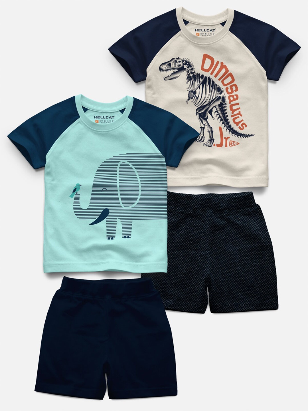 HELLCAT Infant Kids Pack Of 4 Graphics Printed Raglan Sleeves T-shirt With Shorts, Beige
HELLCAT Infant Kids Pack Of 4 Graphics Printed Raglan Sleeves T-shirt With Shorts, Beige