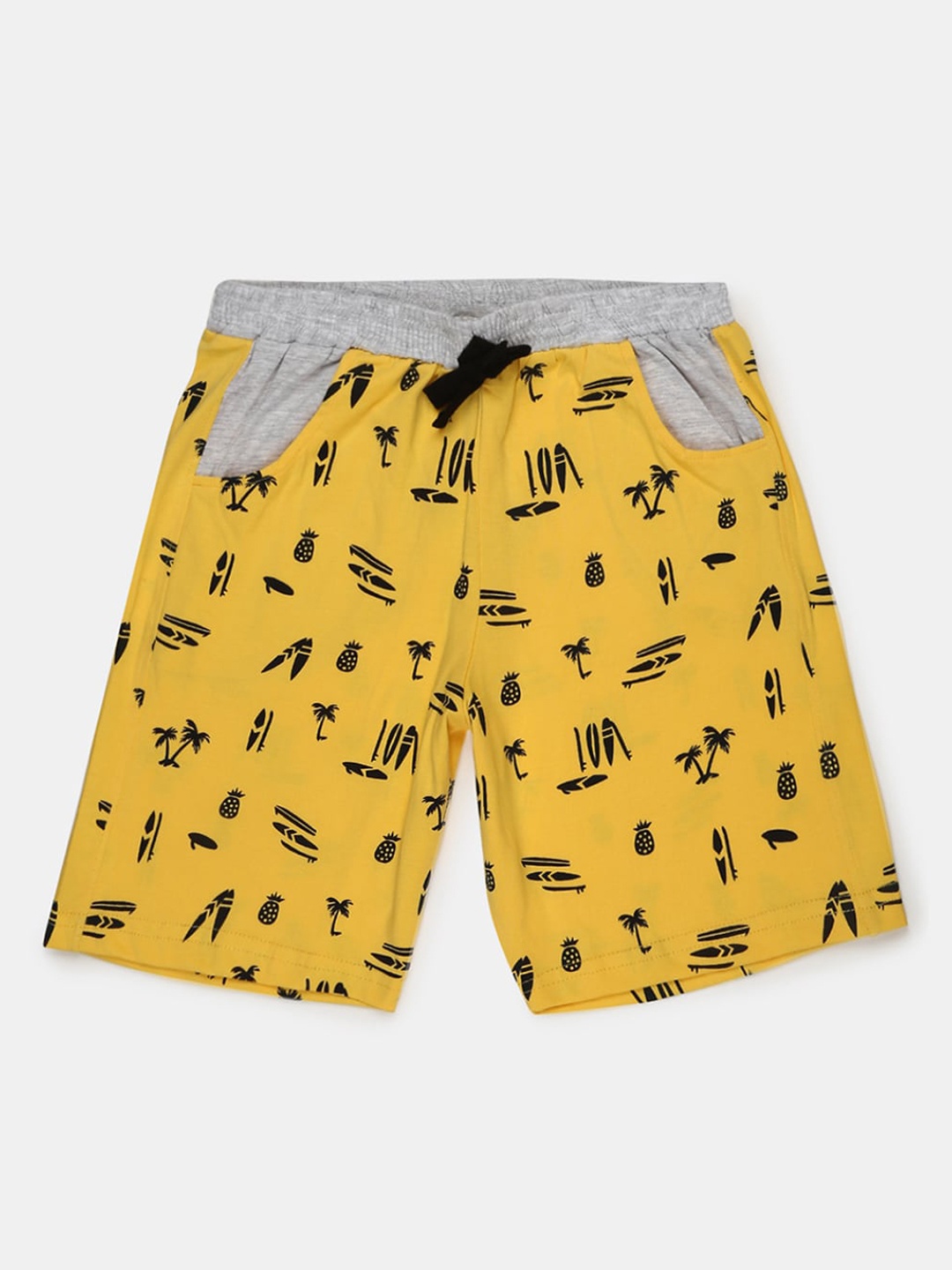 V-Mart Boys Yellow Printed Shorts