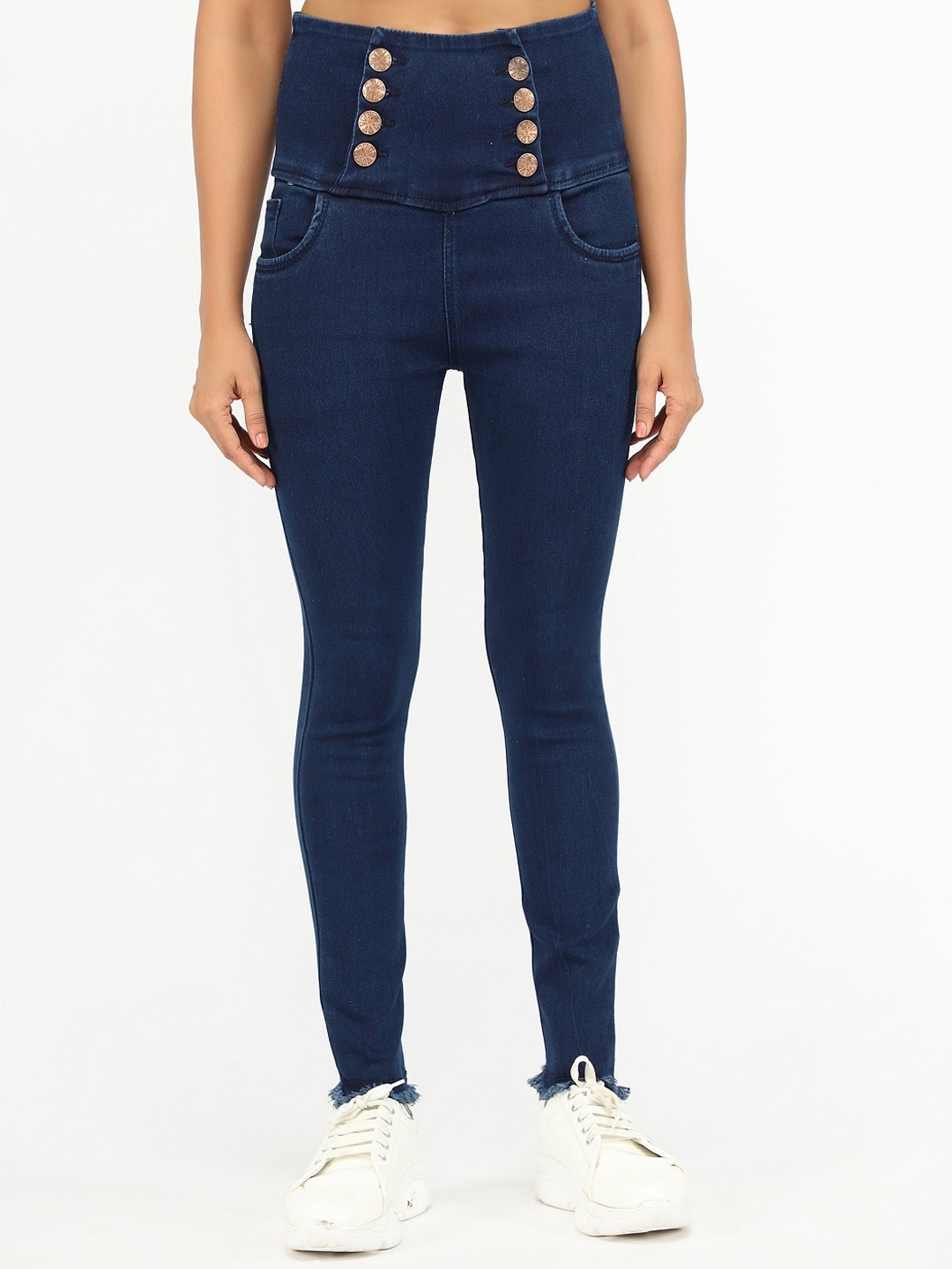 AngelFab Women Jean Skinny Fit Light Fade High-Rise Stretchable Cotton Jeans, Navy blue
AngelFab Women Jean Skinny Fit Light Fade High-Rise Stretchable Cotton Jeans, Navy blue