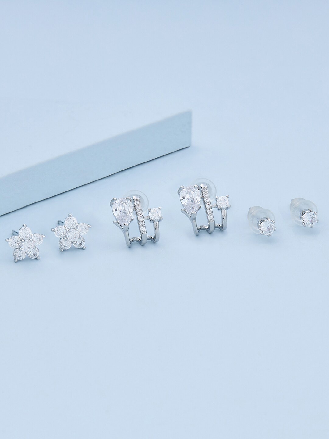 Kushal's Fashion Jewellery Pack of 3 Rhodium-Plated Contemporary Studs Earrings, Silver
Kushal's Fashion Jewellery Pack of 3 Rhodium-Plated Contemporary Studs Earrings, Silver