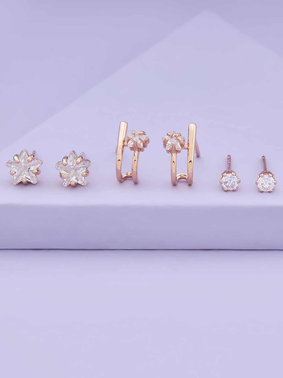 Kushal's Fashion Jewellery Pack Of 3 Rose Gold-Plated Contemporary Studs Earrings, White
Kushal's Fashion Jewellery Pack Of 3 Rose Gold-Plated Contemporary Studs Earrings, White