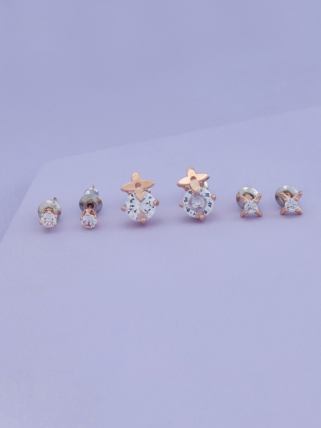 Kushal's Fashion Jewellery Pack Of 3 Rose Gold-Plated Contemporary Studs Earrings, White
Kushal's Fashion Jewellery Pack Of 3 Rose Gold-Plated Contemporary Studs Earrings, White