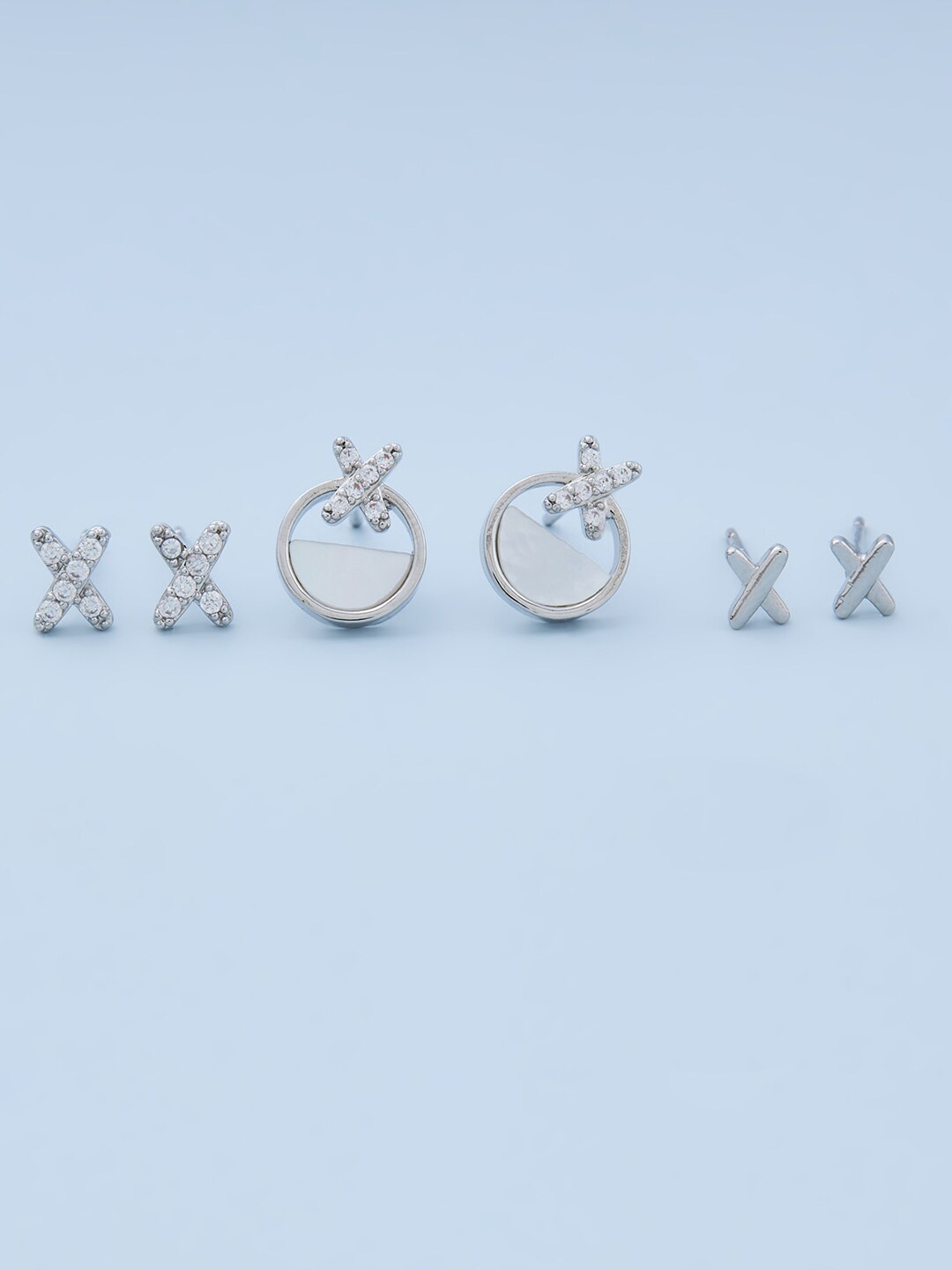 Kushal's Fashion Jewellery Pack Of 3 Rhodium-Plated Contemporary Studs Earrings, White
Kushal's Fashion Jewellery Pack Of 3 Rhodium-Plated Contemporary Studs Earrings, White
