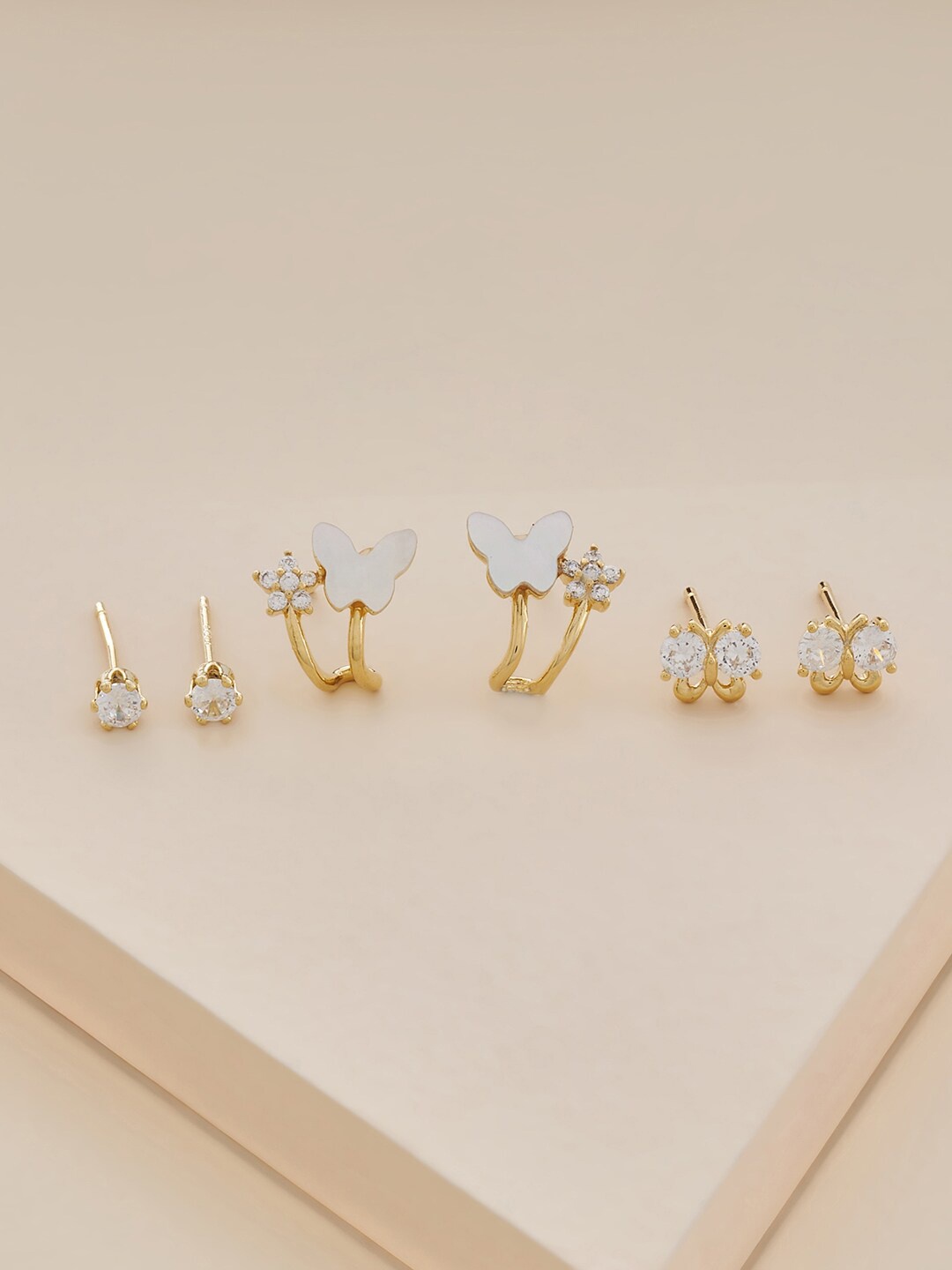 Kushal's Fashion Jewellery Set Of 3 Gold-Plated Cubic Zirconia Studded Studs Earrings
Kushal's Fashion Jewellery Set Of 3 Gold-Plated Cubic Zirconia Studded Studs Earrings
